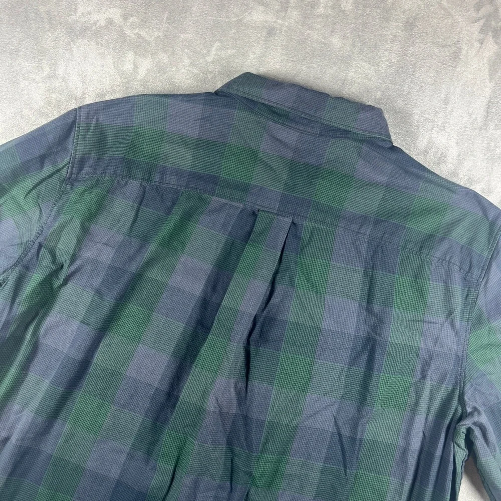 The North Face Flannel Shirt Mens XL Green Blue Plaid Long Sleeve Button Up